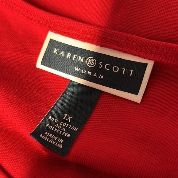 KAREN SCOTT WOMAN 1X RED SCOTTIE DOG LONG SLEEVED TSHIRT NWT GRAPHIC TEE - Picture 5 of 6